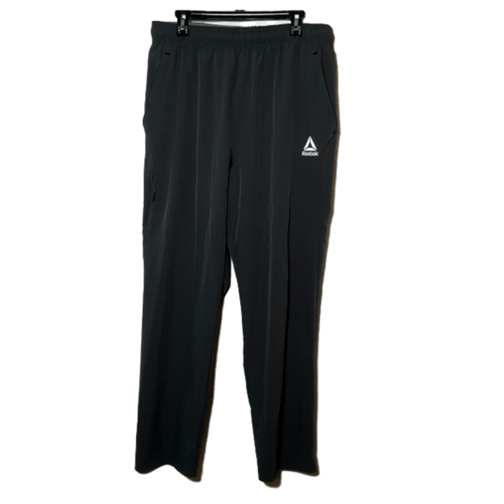 Reebok Gray Drawstring Athletic Straight Leg Pants With Ankle Zippers